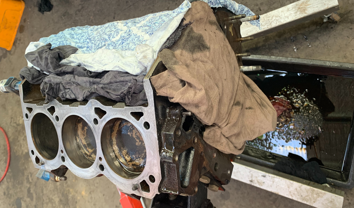 Holden engine block removed